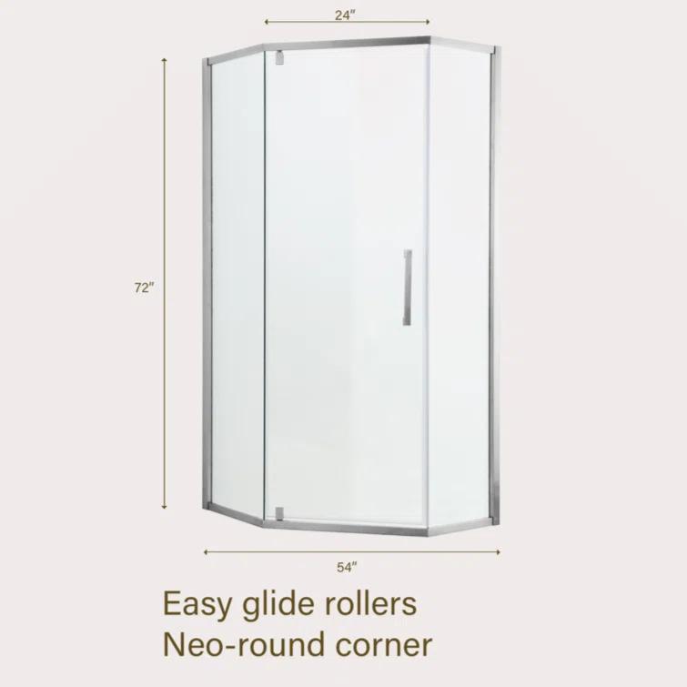 Shower Door 34-1/8" X 72" Semi-Frameless Neo-Angle Hinged Shower Enclosure