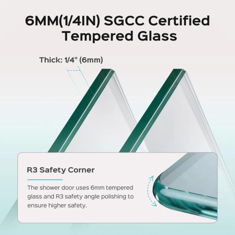 Tryimagine 43 In. W * 58 In. H Frameless Folding Shower Doors For Bathtub, 1/4" (6Mm) Thick SGCC Tempered Glass Door, Bathroom Pivot Tub Glass Door CCNPPcc-W1552P173133