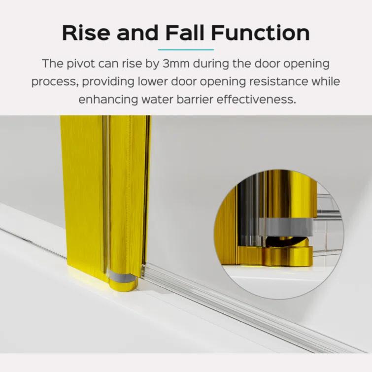 GZMWON 43 in. W * 58 in. H Frameless Folding Shower Doors 1/4" (6mm) Thick SGCC Tempered Glass Door Bathroom Pivot Tub Glass Door