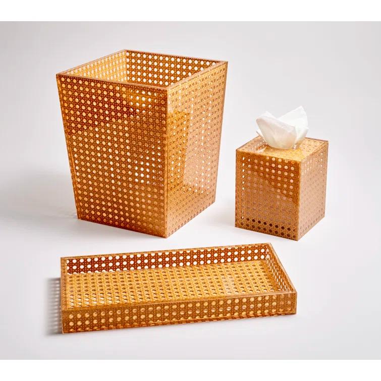 Natural Wicker Cane Rectangular Vanity Tray