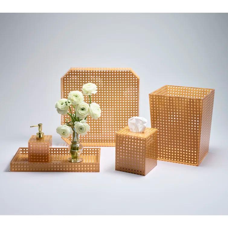 Natural Wicker Cane Rectangular Vanity Tray