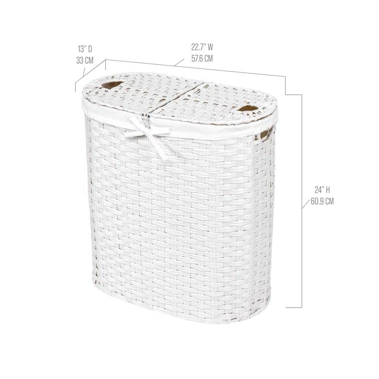 Handwoven Double Lidded Oval Hamper Sorter