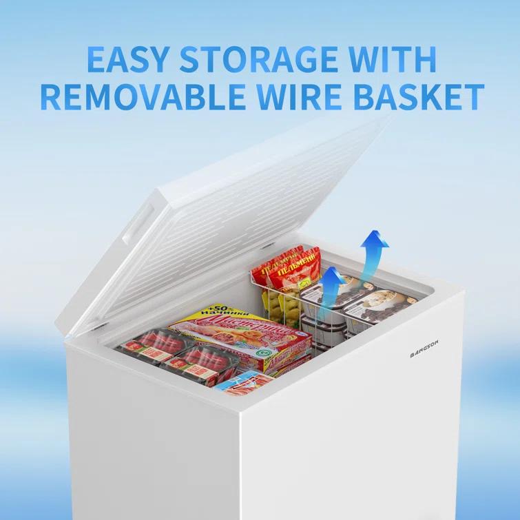 BANGSON 7.0 Cu.Ft Chest Freezer, Deep Freezer with Adjustable Thermostat, Top Open Door Freezer with Removable Basket