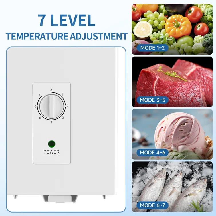 BANGSON 7.0 Cu.Ft Chest Freezer, Deep Freezer with Adjustable Thermostat, Top Open Door Freezer with Removable Basket