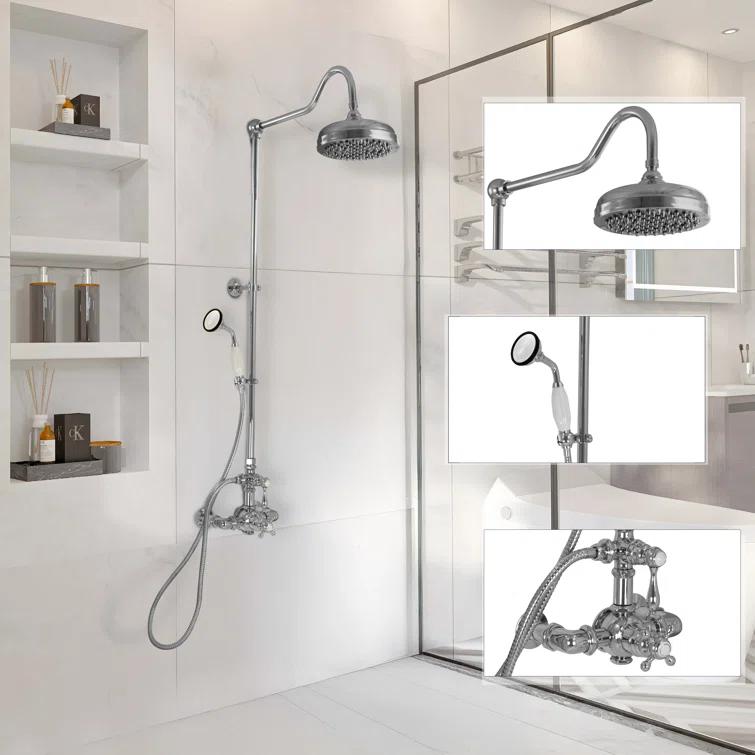 Exposed Thermostatic Shower System 36" Wall Mounted with 1.75 GPM Handshower and Lever/Cross Handles