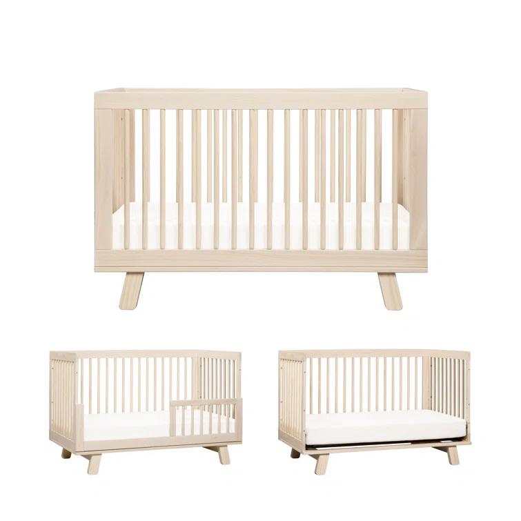 Babyletto Hudson Washed Natural Wood 3-in-1 Convertible Baby Crib with Toddler Bed Conversion Kit