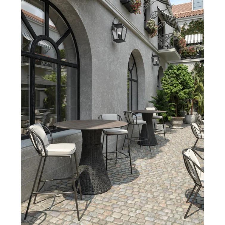 Oxford Garden Malti 5-Piece 36" Square Bar Table & Bar Chairs Set - Bliss Linen Cushion