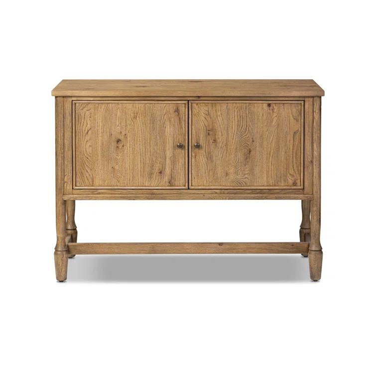 Weathered Oak Veneer Sideboard with Bronze Hardware