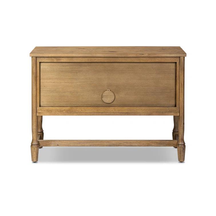 Weathered Oak Veneer Sideboard with Bronze Hardware