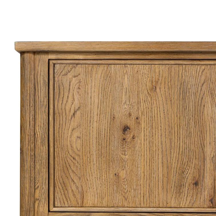 Weathered Oak Veneer Sideboard with Bronze Hardware