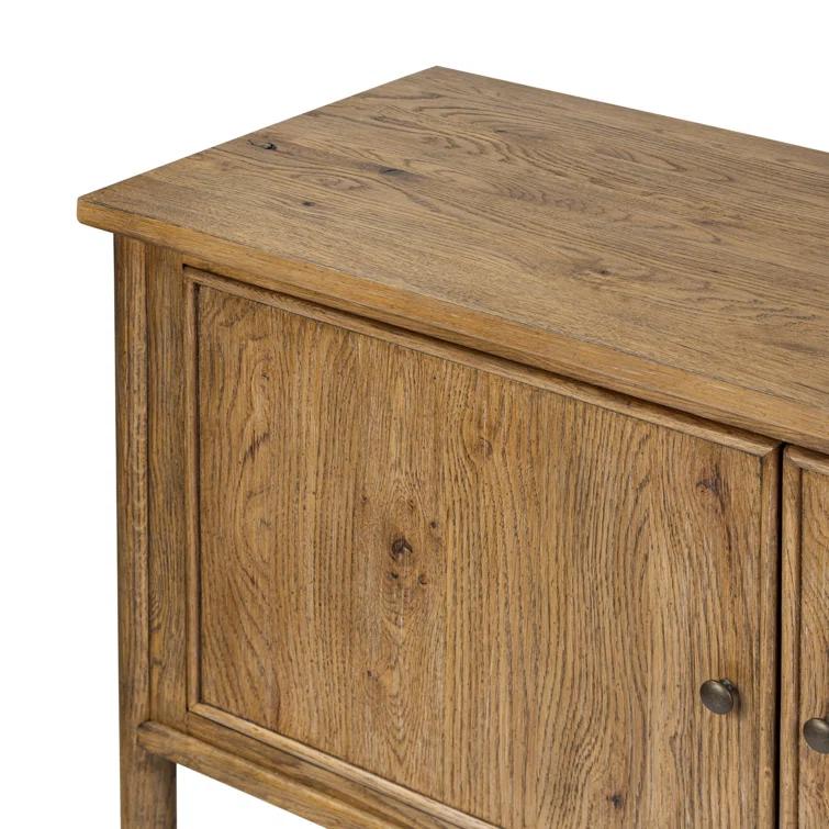 Weathered Oak Veneer Sideboard with Bronze Hardware
