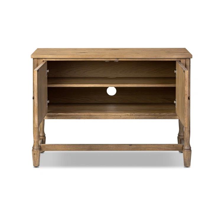 Weathered Oak Veneer Sideboard with Bronze Hardware