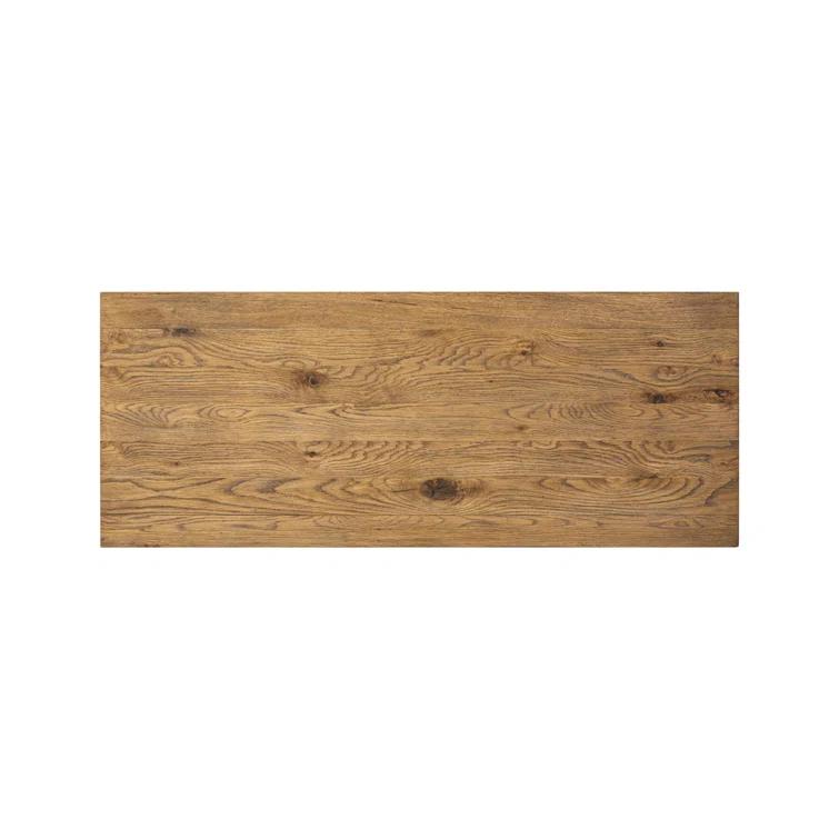 Weathered Oak Veneer Sideboard with Bronze Hardware
