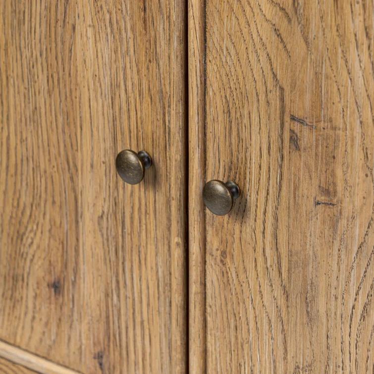 Weathered Oak Veneer Sideboard with Bronze Hardware