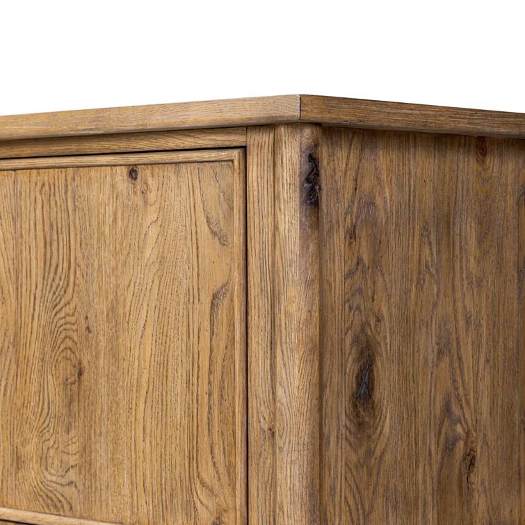 Weathered Oak Veneer Sideboard with Bronze Hardware