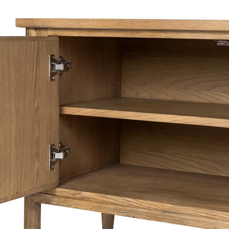 Weathered Oak Veneer Sideboard with Bronze Hardware