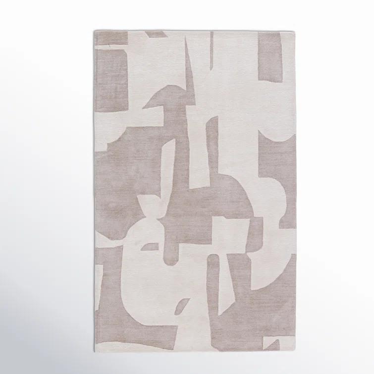 Handmade Abstract Taupe/ Cream Area Rug (10'X14')