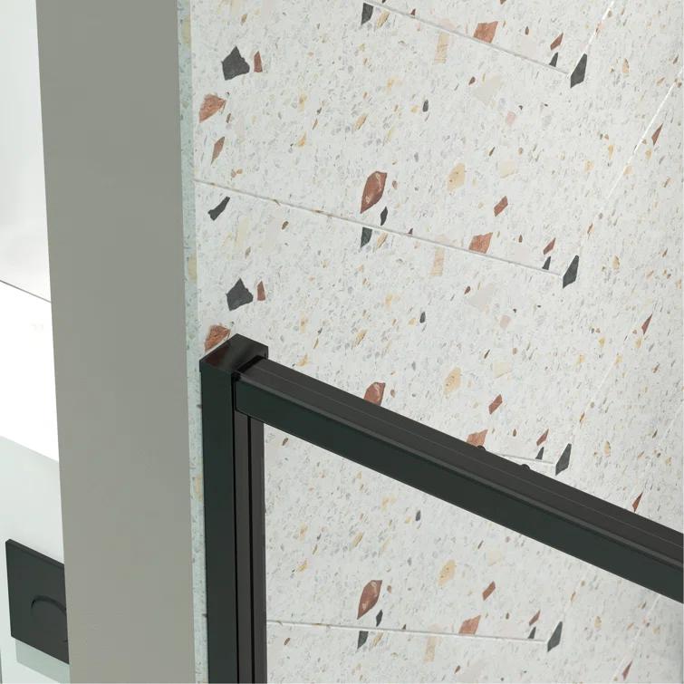 38-42" W x 71" H Flush Glass Shower Door Reversible Installation