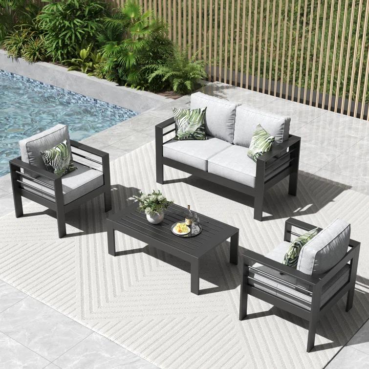LayinSun Alturas Standalone Product 4 Piece Sofa Seating Group With Cushions
