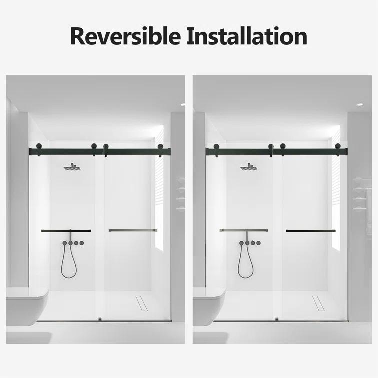 Ceballos 56-60 Inches W *76 Inches H Frameless Double Sliding Soft-Close Shower Door LNNMTB-W1552S00005