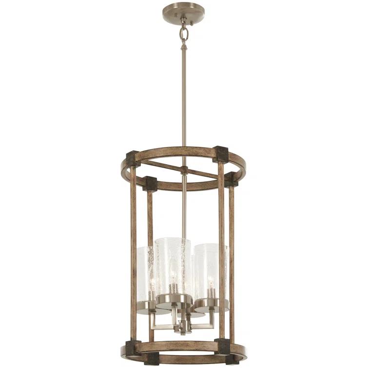 Minka Lavery Nickel Stone Pendant Chandelier 14 1/2" Wide Farmhouse Seeded Glass Shade 4-Light Fixture for Dining Room House Home