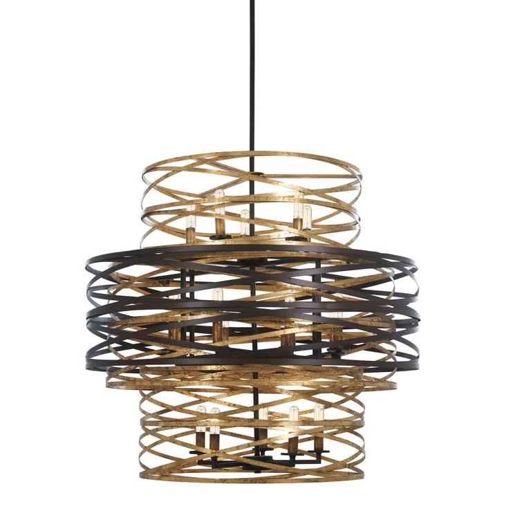Minka Lavery Dark Bronze Mosaic Gold Chandelier 30" Wide Modern 18-Light Fixture for Dining Room House Foyer Kitchen Entryway Home