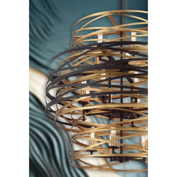 Minka Lavery Dark Bronze Mosaic Gold Chandelier 30" Wide Modern 18-Light Fixture for Dining Room House Foyer Kitchen Entryway Home