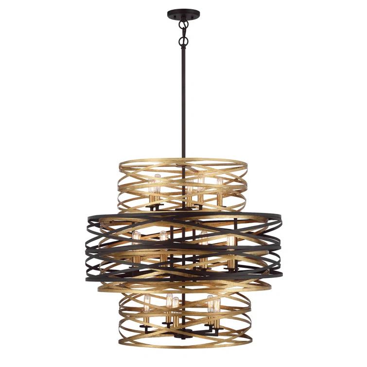 Minka Lavery Dark Bronze Mosaic Gold Chandelier 30" Wide Modern 18-Light Fixture for Dining Room House Foyer Kitchen Entryway Home