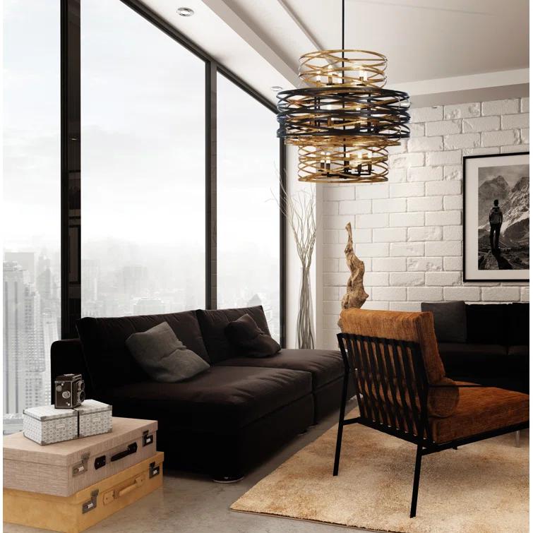 Minka Lavery Dark Bronze Mosaic Gold Chandelier 30" Wide Modern 18-Light Fixture for Dining Room House Foyer Kitchen Entryway Home