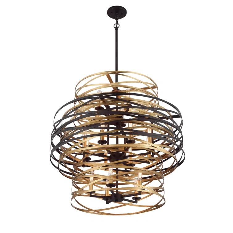Minka Lavery Dark Bronze Mosaic Gold Chandelier 30" Wide Modern 18-Light Fixture for Dining Room House Foyer Kitchen Entryway Home