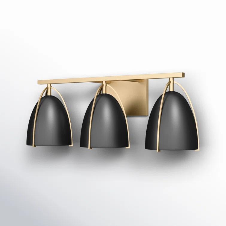 Norman 24.25" Satin Brass Vanity Light with Midnight Black Steel Shades