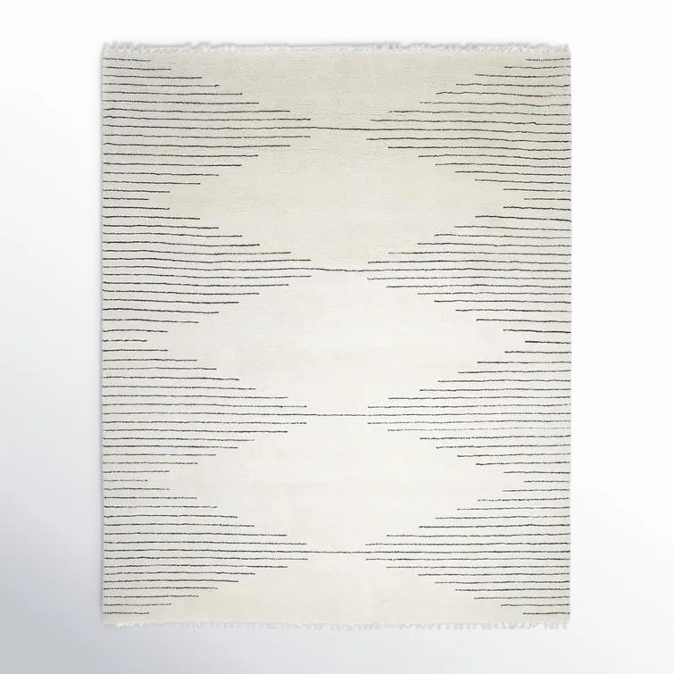 Handmade Ivory Wool 8' x 10' Rectangular Rug