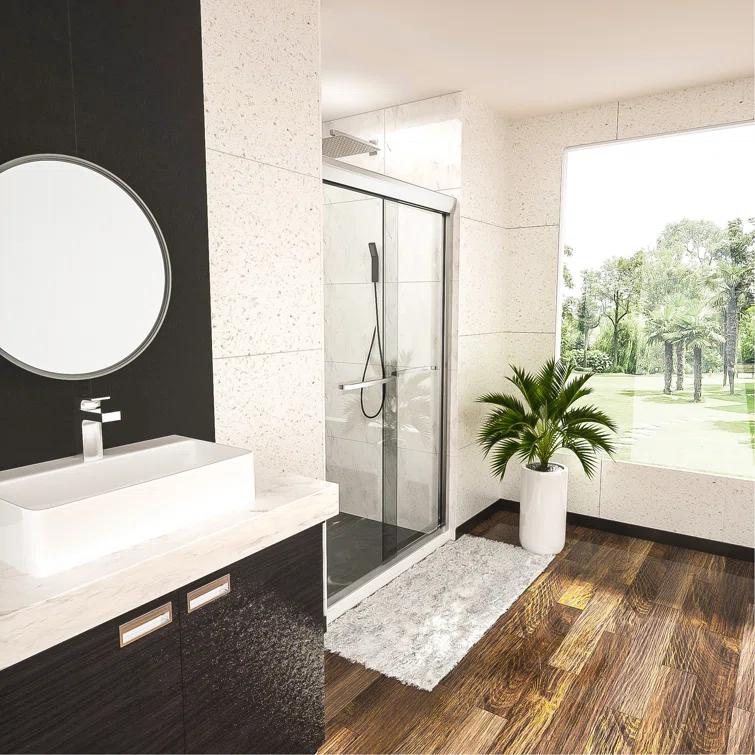 Shower Door 48" W X 76"H Semi-Frameless Bypass Sliding Shower Enclosure