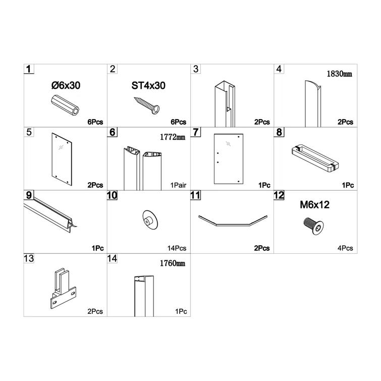 Audiohome Shower Door 34-1/8" X 72" Semi-Frameless Neo-Angle Hinged Shower Enclosure AHYTD-W124366340