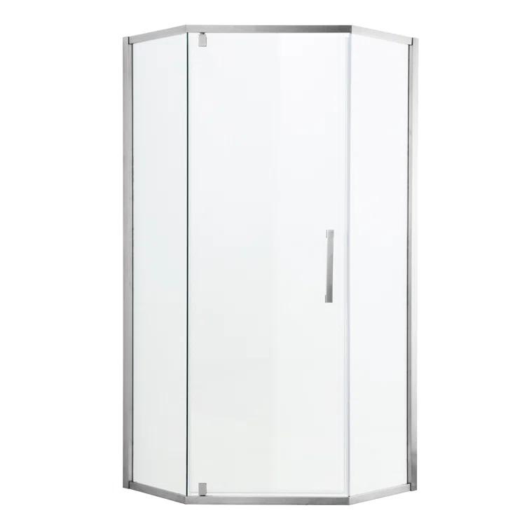Audiohome Shower Door 34-1/8" X 72" Semi-Frameless Neo-Angle Hinged Shower Enclosure AHYTD-W124366340