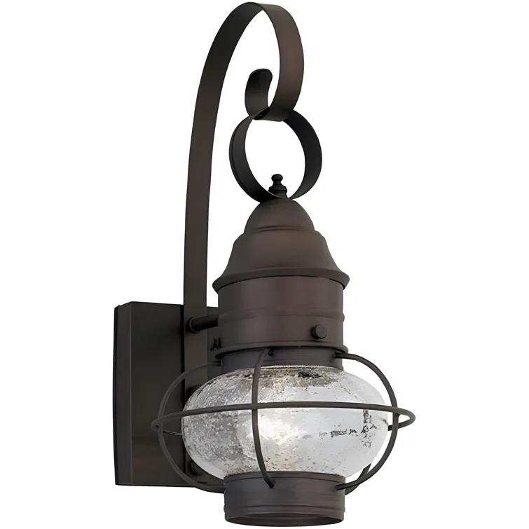 Nantucket Rustic Wall Lantern Sconce - Outdoor Lighting Fixture With Clear Seedy Glass, Durable Steel Construction, And Easy Installation