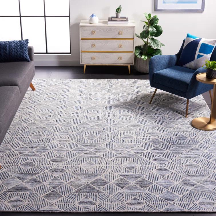 Abstract ABT763 Handmade Indoor Area Rug - Blue - 6'x6' - Safavieh
