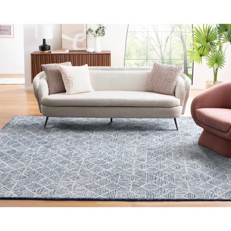 Abstract ABT763 Handmade Indoor Area Rug - Blue - 6'x6' - Safavieh