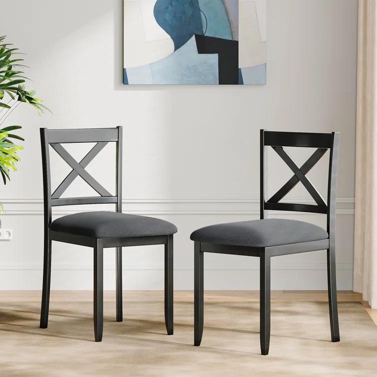 Gracie Oaks Solid Wood Upholstered Dining Chair(Set of 2)