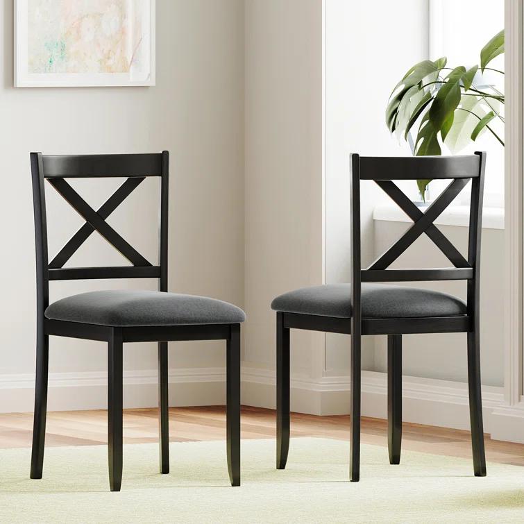 Gracie Oaks Solid Wood Upholstered Dining Chair(Set of 2)