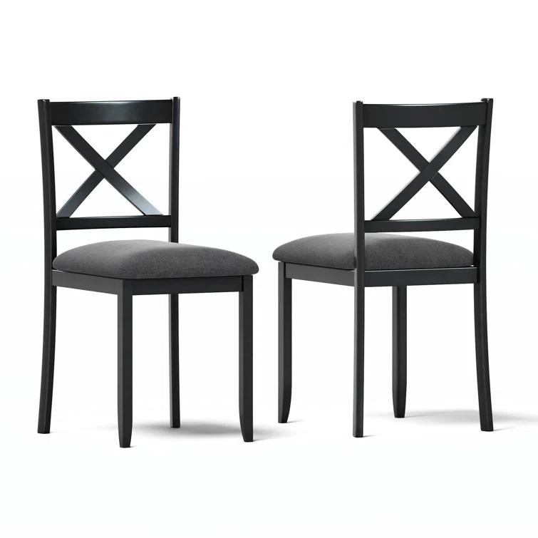 Gracie Oaks Solid Wood Upholstered Dining Chair(Set of 2)