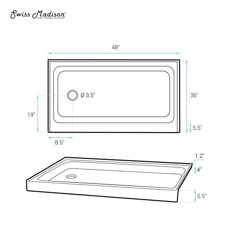 Voltaire 48" x 36" Single-Threshold, Shower Base