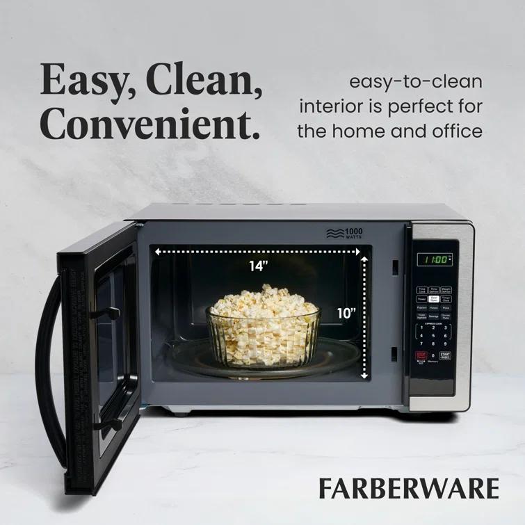 Farberware Farberware Classic Countertop Microwave Oven, 1.1 Cubic Feet cu. ft., 1000 watts, with Child Lock FMO11AHTBKB
