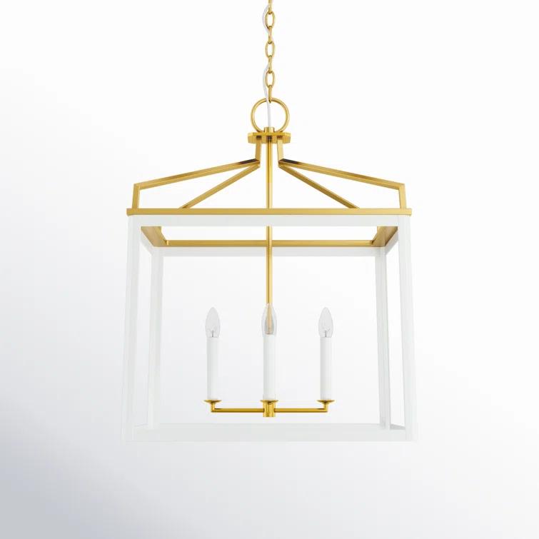 Carlow Traditional Matte White Square Lantern Chandelier