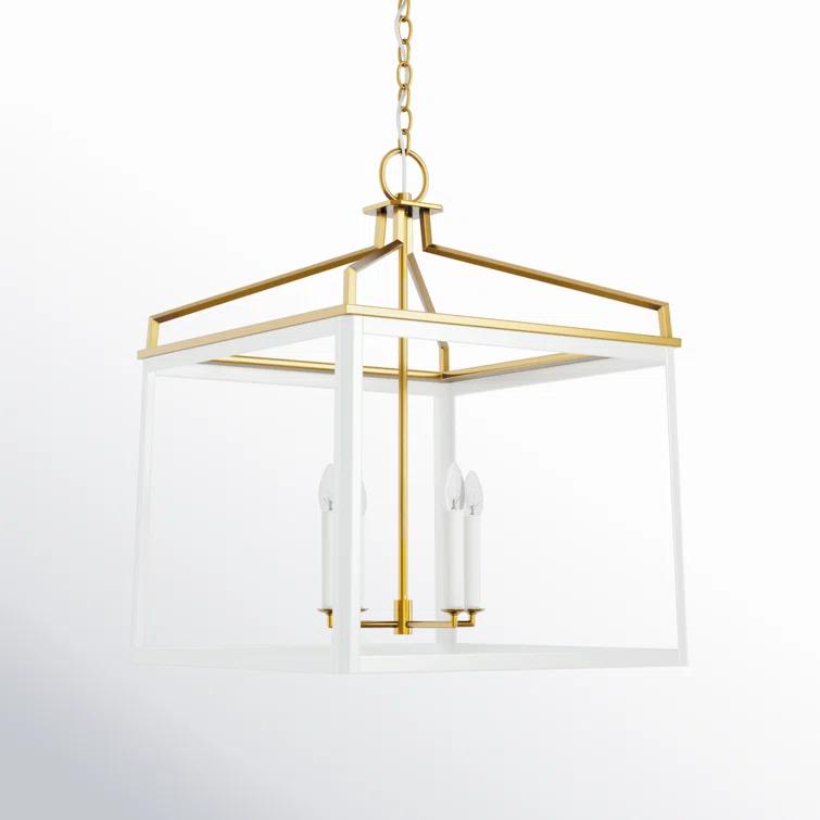 Carlow Traditional Matte White Square Lantern Chandelier