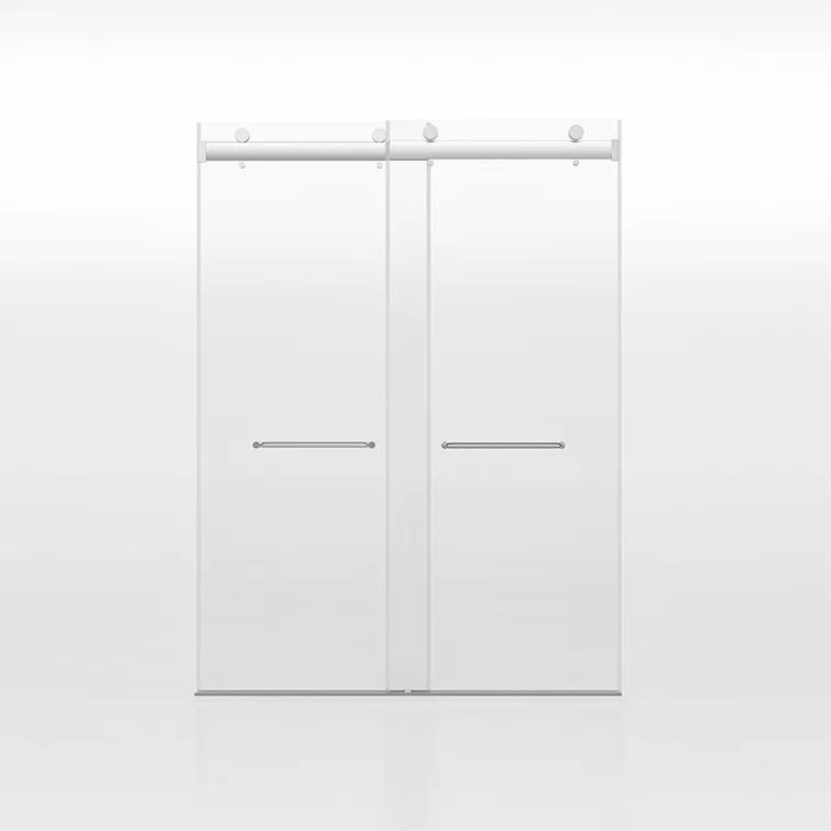 PET STOP LLC F5YDNC1F0736Q 60" Width x 76"Height Shower Doors with 3/8"(10mm) Clear Tempered Glass