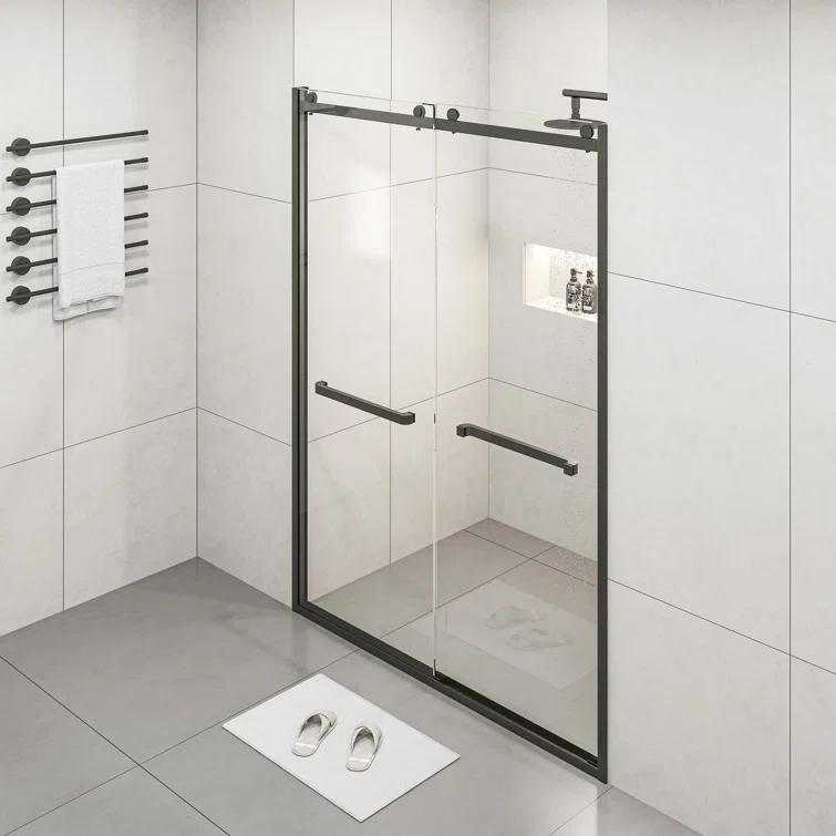 BVNECXP Frameless Sliding Glass Shower Doors 60" Width X 76"Height With 3/8"(10Mm) Clear Tempered Glass YY3CHO-W1675S00002