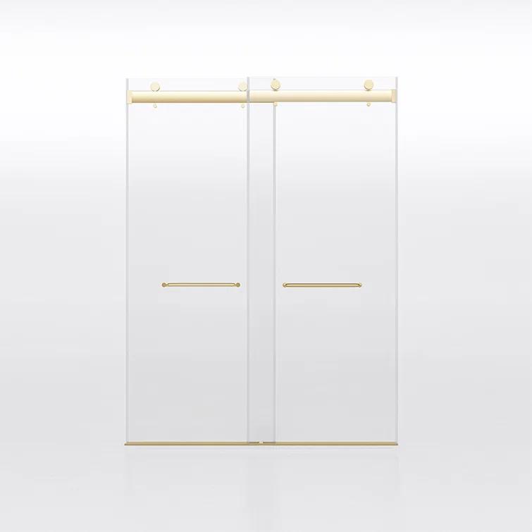 Dimorphos Frameless Sliding Glass Shower Doors with 3/8"(10mm) Clear Tempered Glass 11DD701957Q