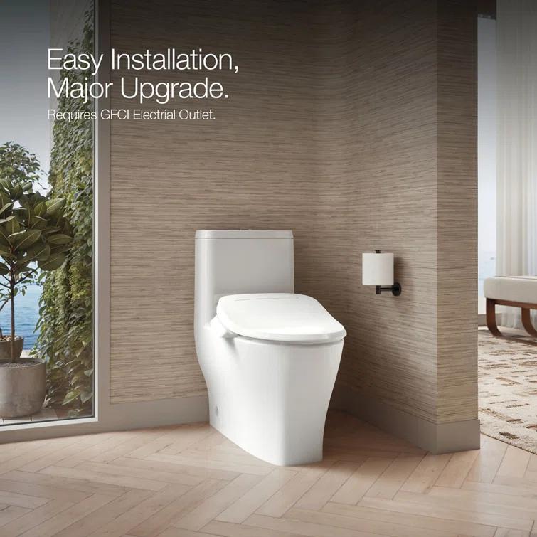 PureWash E545 Elongated Heated Bidet Toilet Seat, Electric Bidets for Existing Toilets