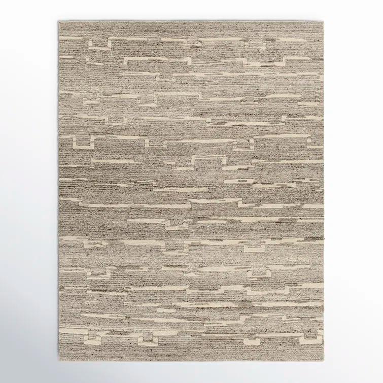 Handwoven Gray Cowhide & Wool 9' x 12' Easy Care Area Rug